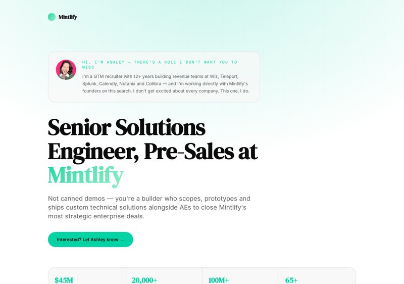 Preview of the Mintlify — Presales campaign page